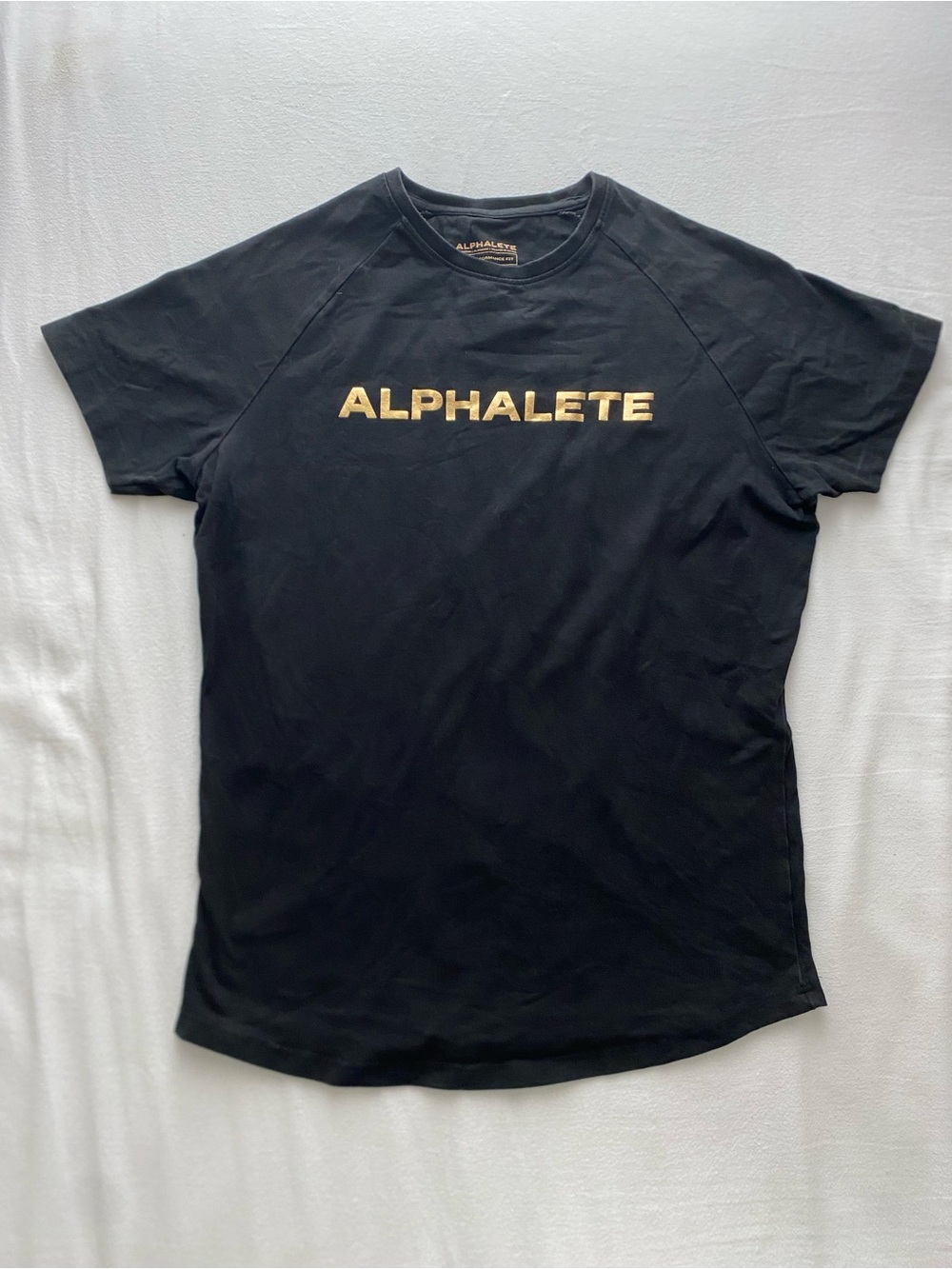 Alphalete Black Short Sleeve Tee with Gold Chest Logo